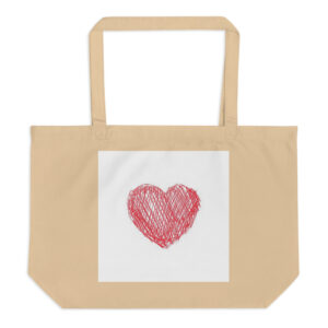Large organic tote bag "Love Sketch"